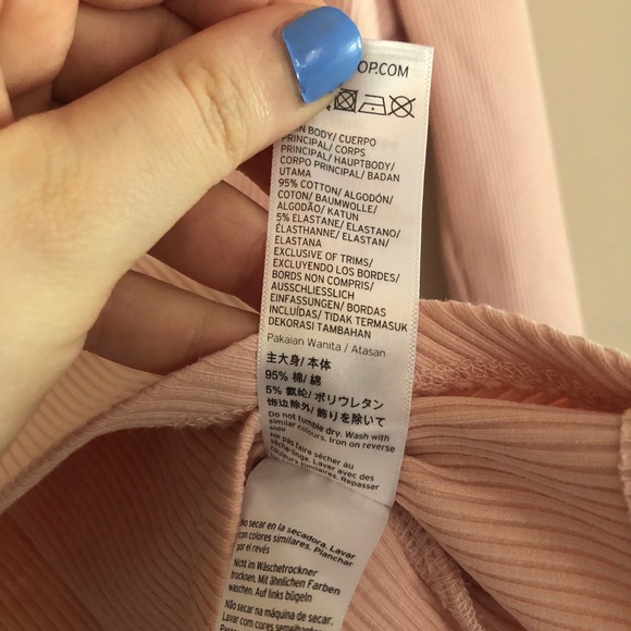 Topshop Asymmetric Dusty Pink Ribbed Wrap Top - Picture 7 of 8